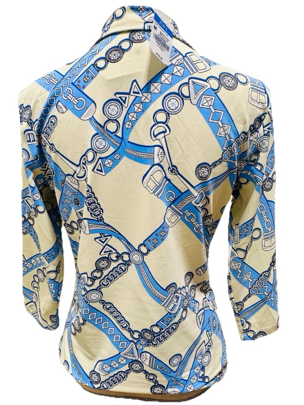 NWT JMclaughlin Polo Knit Top Tuscan Horse Race M $178 Refined Polished Classic - Picture 2 of 7